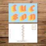Postcard: "Tucson" (Yellow/Orange Text on Light Bl